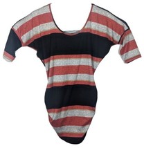 Womens Medium 1/2 Sleeve Striped Stretch Shirt Espresso - £10.77 GBP