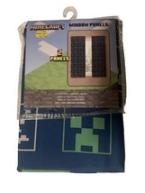 Minecraft Icon Adventures Kids Window Drapes 82 x 63 Microfiber Navy Blue/Green - £12.69 GBP