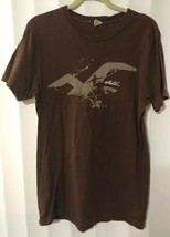 Hollister Men&#39;s smaller Lge Mocha Brown T-Shirt Bird Surfer Graphics 100... - £7.12 GBP