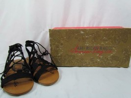 NIB American Rag Black Flat Gladiator Tie Up Sandals Amarlie 080M Org $4... - $11.39