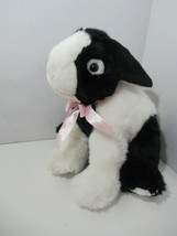 Wildlife Artists Bunny Rabbit black white plush pink Bow Stuffed realistic 2012 - £35.02 GBP
