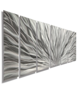 Large Metal Art Wall Modern Silver Plumage Decor Original Jon Allen Cont... - $175.00