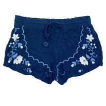 Aeropostale Shorts Size Small Navy Blue Floral Embroidered Pom Pom Tasse... - £11.65 GBP