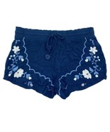 Aeropostale Shorts Size Small Navy Blue Floral Embroidered Pom Pom Tasse... - $14.85