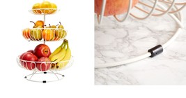 18 In 3-Tier Fruit Basket for Kitchen, White Metal Storage Rack for Vegetables - £36.76 GBP