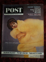 Saturday Evening Post Magazine November 30 1963 Shirley Maclaine - £7.35 GBP