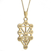 Kabbalah Pendant Ten Sefirot Gold 14k Amulet Talisman Tree of Life Judaica Gift - £301.26 GBP