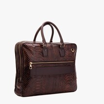 The Cortona Brown Python Leather Men’s Laptop Briefcase image 7