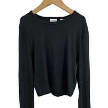 Aritzia Sunday Best RERIB Black Ribbed Cropped Long Sleeve Crew Neck Shirt XS - £15.90 GBP