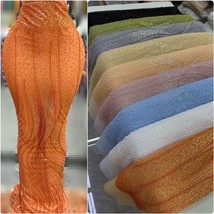 YQOINFKS Beaded Net Fabric Women Luxury Bridal Dress Embroidery Tulle La... - $91.07+