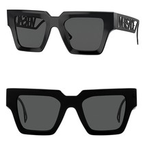 VERSACE 90S Vintage Logo 4431 All Black Gray Unisex VE4431 Rectangle Sunglasses - £203.38 GBP