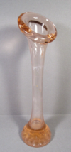 Peach Colored Art Glass Vase Wide Angled Lip Bubbles in the Base 9&quot; x 3&quot;... - £8.60 GBP
