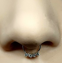 Nose Ring Crystal 4 CZ 22g (0.6mm) 925 Sterling Silver Earring Tragus Hoop Helix - £4.33 GBP