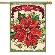 Poinsettia Brilliance House Flag - 2 Sided Message, 28&quot; x 40&quot; - £22.12 GBP