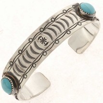 Native Navajo Sterling Silver Turquoise Cuff Bracelet s7-7.5 HOT Celebrity Style - £301.59 GBP