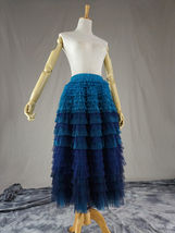 Blue Green Tiered Tulle Skirt Women Custom Plus Size Long Tulle Skirt Outfit image 4