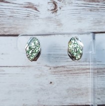 Vintage Clip On Earrings - Light Green Gems - £9.73 GBP