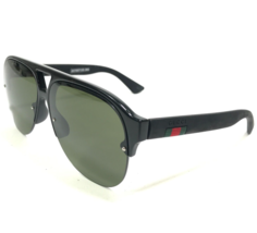 Gucci Sunglasses GG0170S 001 Shiny Black Rubberized Arms Aviators Green Lenses - £171.33 GBP