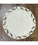 Vintage Round Embroidered Doily Floral Edge Beige 11-3/4&quot; - $184.53 MXN
