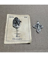 Vintage Saint Christopher Auto Pin &amp; Sacred Heart Auto League Pendant - $26.36 CAD