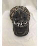 Distressed Women&#39;s Trucker Hat &quot;Jeep Hair Don&#39;t Care&quot; Cheetah Print Hat/Cap - $10.88