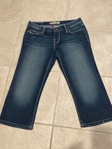 BKE Jeans Womens Blue Denim Capri Stella Rhinestone Pockets Low Rise  Si... - $15.80