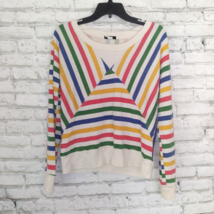 BDG Sweatshirt Womens Medium Striped Bold Retro Style Long Sleeve V Neck - $21.88
