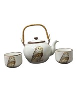 Vintage Asahi Japan Ceramic White Owl Teapot Tea Set W/2 Cups Pottery Co... - $801.18 MXN