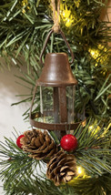 Brown Lantern Christmas Ornament w/Pinecones Berries Evergreen New - £3.02 GBP