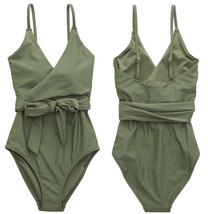 Aerie Wrap One Piece Swimsuit S Long Olive Fun New - $50.00