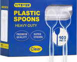 Clear Plastic Spoons Heavy Duty 100 Count, Premium Disposable Spoons, Du... - £13.29 GBP