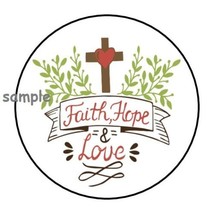 30 Faith Hope And Love Envelope Seals Labels Stickers 1.5&quot; Round Cross - £5.87 GBP