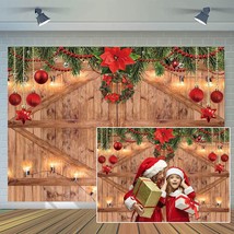 7X5Ft Christmas Backdrop New Year Party Background Barn Door Backdrop Family Par - £15.93 GBP