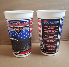 Set of Two Harley Davidson Cafe New York/Las Vegas Pepsi Promo Plastic Tumblers - £7.80 GBP