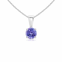 ANGARA 0.25 Ct Classic Round Tanzanite Solitaire Pendant in Silver (AAA, 4mm) - £169.62 GBP