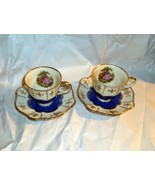 Antique Demitasse Zeh Scherzer Porcelain Cups and Saucers 2 1/2&quot; x 2 1/4&quot; - £25.33 GBP