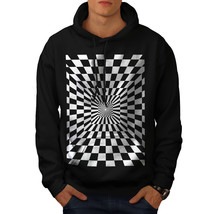 Wellcoda Square Illusion Pattern Mens Hoodie, Trick Casual Hooded Sweatshirt - £26.19 GBP+