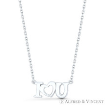 I Heart U I Heart You Love Charm Pendant &amp; Chain Necklace in 925 Sterling Silver - £24.92 GBP