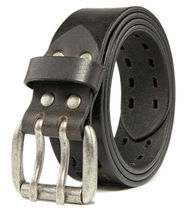 Black Men’s Grain Leather Belts Men Genuine Solid Workmen 1.5inch Width ... - £17.92 GBP