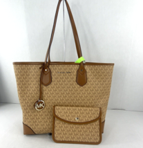 Michael Kors Monogram Eva Butternut Logo Tote Bag Canvas Leather B3E - £78.03 GBP