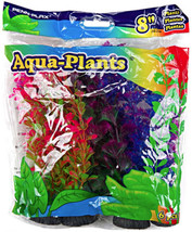 8 Assorted Colored Aquarium Plastic Plant Pack by Penn Plax - £9.55 GBP