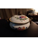 Vintage Asta Enamelware Cooking Pot W/ Lid West Germany Floral - $19.30