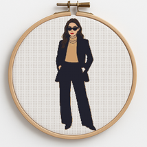 Fashionable girl in a black suit - Cross-stitch pattern PDF - Instant do... - $5.00