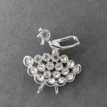 Vintage Rhinestone Ballerina Brooch Silver Tone Sparkly Estate 2&quot; High Sparkly - £7.69 GBP