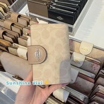 NWT Coach Medium Corner Zip Wallet In Signature Canvas CW786 Silver/Sand... - $119.00