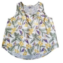 Falls Creek Top Womens Size Large Sleeveless Tropical Purple Yellow V Neck Shirt - £11.83 GBP