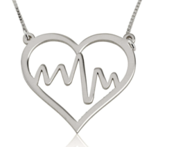 Heartbeat Necklace With Heart: Sterling Silver, 24K Gold, Rose Gold - £87.43 GBP
