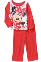 Girls Pajamas Christmas Disney Minnie Mouse Red Shirt &amp; Pants Fleece 2 P... - $14.85