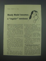 1954 Kellogg's All-Bran Cereal Ad - Moody model becomes a regular vendeuse - $18.49