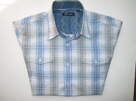 ZAGIRI Plaids Straight Short Sleeve Men’ Sport Western Shirt Blue S - $37.99